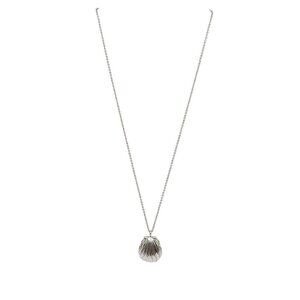 Signed A Shell Locket Necklace Silver Tone 18" Chain With Adjustable Clasp